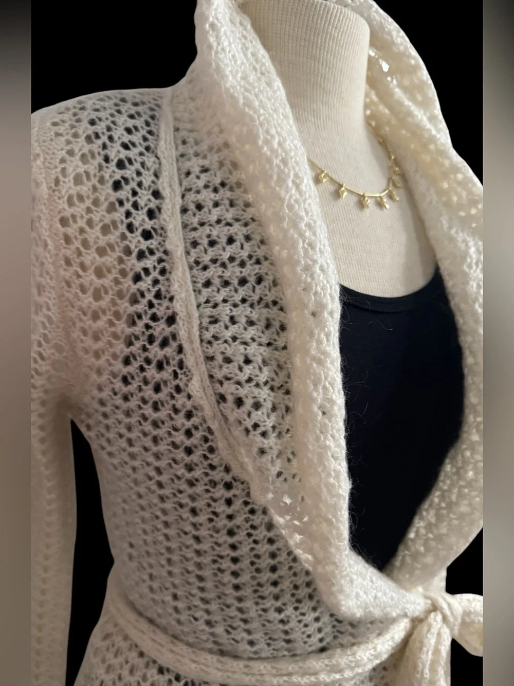 Banana Republic Ivory Crocheted Mohair Cardigan Small